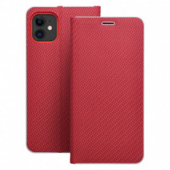 Apple iPhone 16 Plus Wallet Cases LUNA Book Carbon Carbon Fibre, Elegant  Red