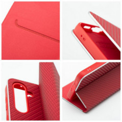 Samsung Galaxy S25 Ultra Wallet Cases LUNA Book Carbon Carbon Fibre, Elegant  Red