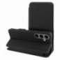 Samsung Galaxy S25 Plus Wallet Cases FOLIO Side Magnet Elegant, Carbon pattern  Black