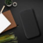 Apple iPhone 15 Pro Wallet Cases FOLIO Side Magnet Elegant, Carbon pattern  Black