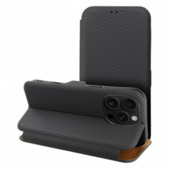 Apple iPhone 16 Plus Wallet Cases FOLIO Side Magnet Elegant, Carbon pattern  Black