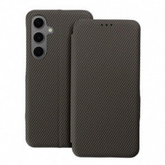 Samsung Galaxy S25 Ultra Wallet Cases FOLIO Side Magnet Elegant, Carbon pattern  Brown