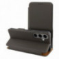 Samsung Galaxy S25 Ultra Wallet Cases FOLIO Side Magnet Elegant, Carbon pattern  Brown