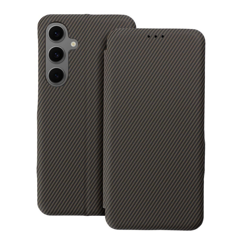 Samsung Galaxy A15 LTE Wallet Cases FOLIO Side Magnet Elegant, Carbon pattern Brown Samsung Galaxy A15 LTE Wallet Cases FOLIO Side Magnet Elegant, Carbon pattern Brown