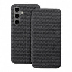 Samsung Galaxy S24 ULTRA Wallet Cases FOLIO Side Magnet Elegant, Carbon pattern  Grey