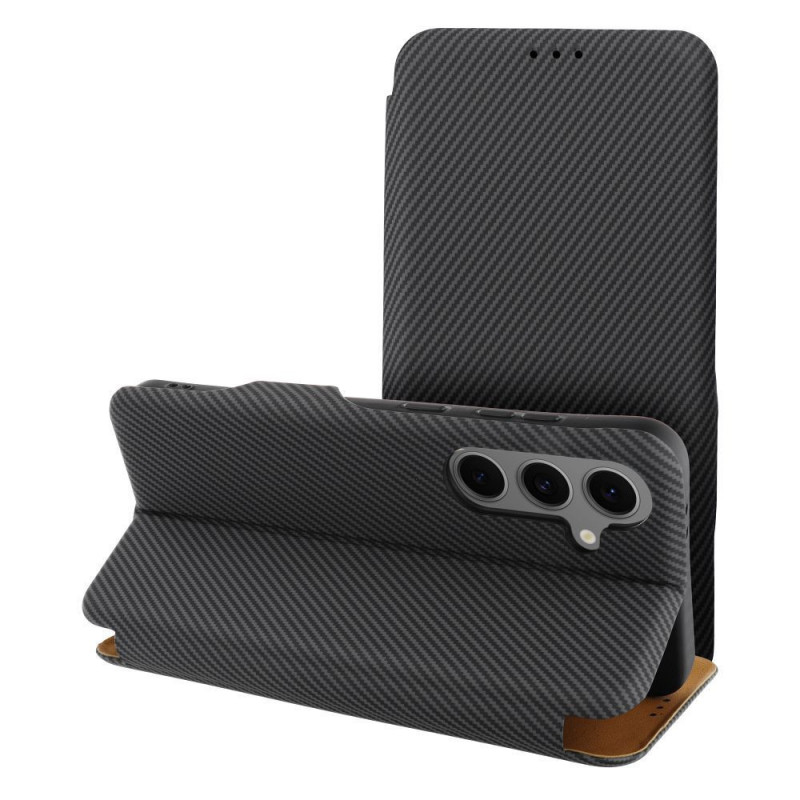 Samsung Galaxy A16 Wallet Cases FOLIO Side Magnet Elegant, Carbon pattern Grey Samsung Galaxy A16 Wallet Cases FOLIO Side Magnet Elegant, Carbon pattern Grey