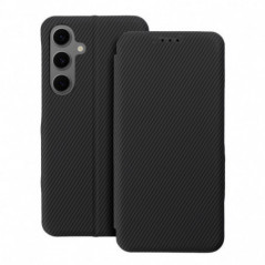 Samsung Galaxy A26 Wallet Cases FOLIO Side Magnet Elegant, Carbon pattern  Black