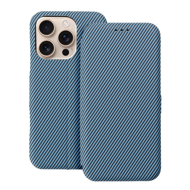 Apple iPhone 14 Pro Max Wallet Cases FOLIO Side Magnet Elegant, Carbon pattern Blue Apple iPhone 14 Pro Max Wallet Cases FOLIO Side Magnet Elegant, Carbon pattern Blue