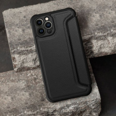 Apple iPhone 16e Wallet Cases Razor Book Carbon Fibre, Carbon pattern  Black