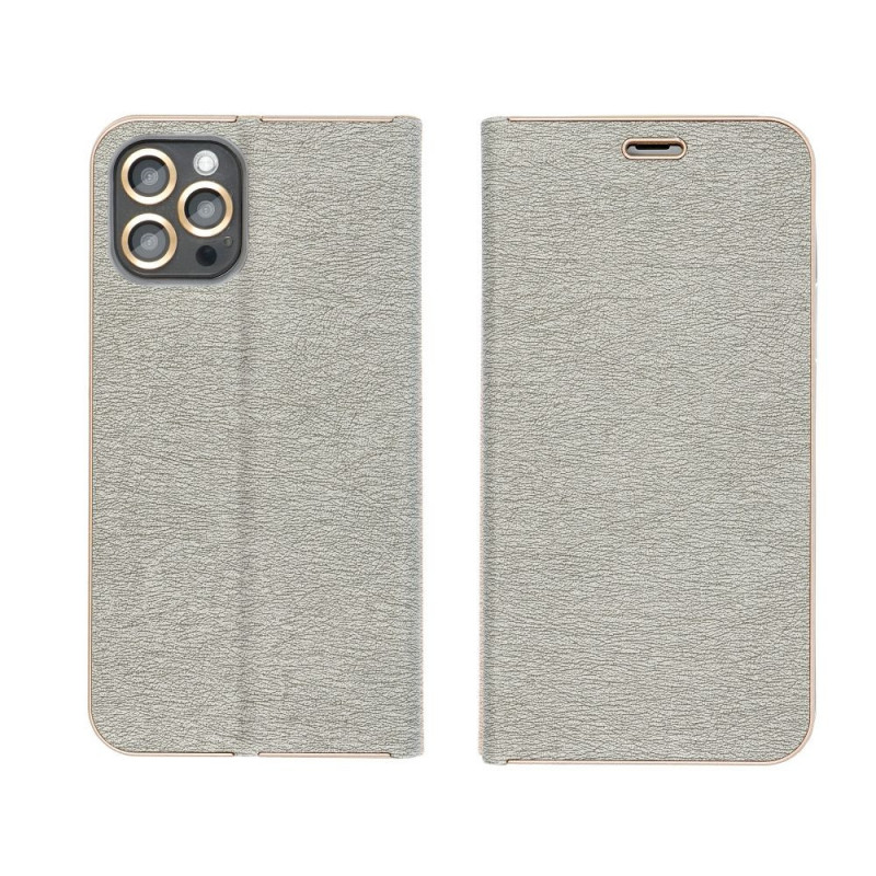 Apple iPhone 16e Wallet Cases LUNA Book Gold Elegant  Silver
