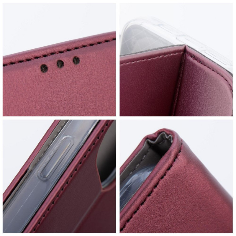 Motorola Moto G75 Wallet Cases Smart Magneto book Burgundy