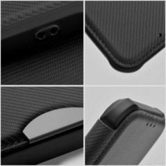 Apple iPhone 17 Wallet Cases Razor Book Carbon Fibre, Carbon pattern  Black