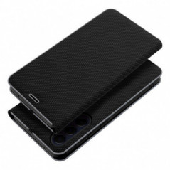 Samsung Galaxy S25 Edge Wallet Cases LUNA Book Carbon Carbon Fibre, Elegant  Black