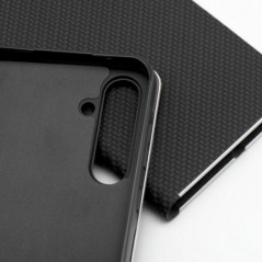 Samsung Galaxy S25 Edge Wallet Cases LUNA Book Carbon Carbon Fibre, Elegant  Black