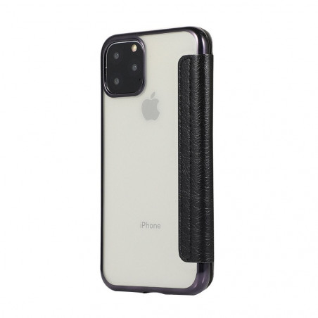 ELECTRO BOOK for Apple iPhone 11 Pro Max FORCELL Case of 100% natural leather & TPU Black