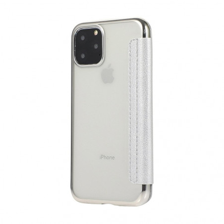 ELECTRO BOOK for Apple iPhone 11 FORCELL Case of 100% natural leather & TPU Silver