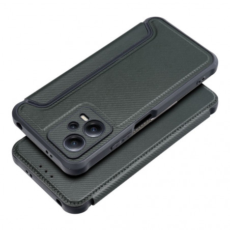 XIAOMI Redmi Note 12 5G Wallet Cases Razor Book Carbon Fibre, Carbon pattern  Dark green